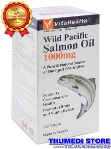 Wild Pacific Salmon Oil 1000mg – Omega 3 từ dầu cá hồi giúp giảm nguy cơ xơ vữa mạch máu