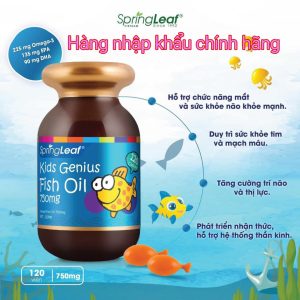 Viên dầu cá hỗ trợ bổ mắt và trí não Springleaf Kids Genius Fish oil 750 mg